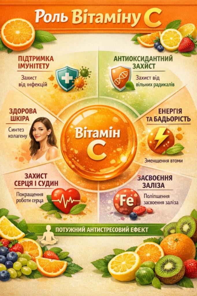 Молекулярні механізми дії та значення вітаміну С для здоров’я людини